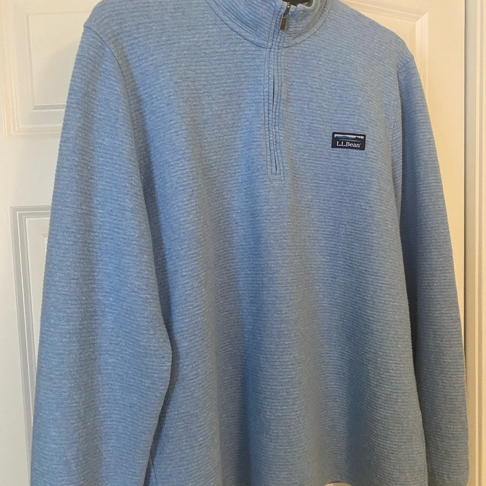 L.L. Bean Blue Zip Up Sweater with Standing Collar - like new - Picture 3 of 12